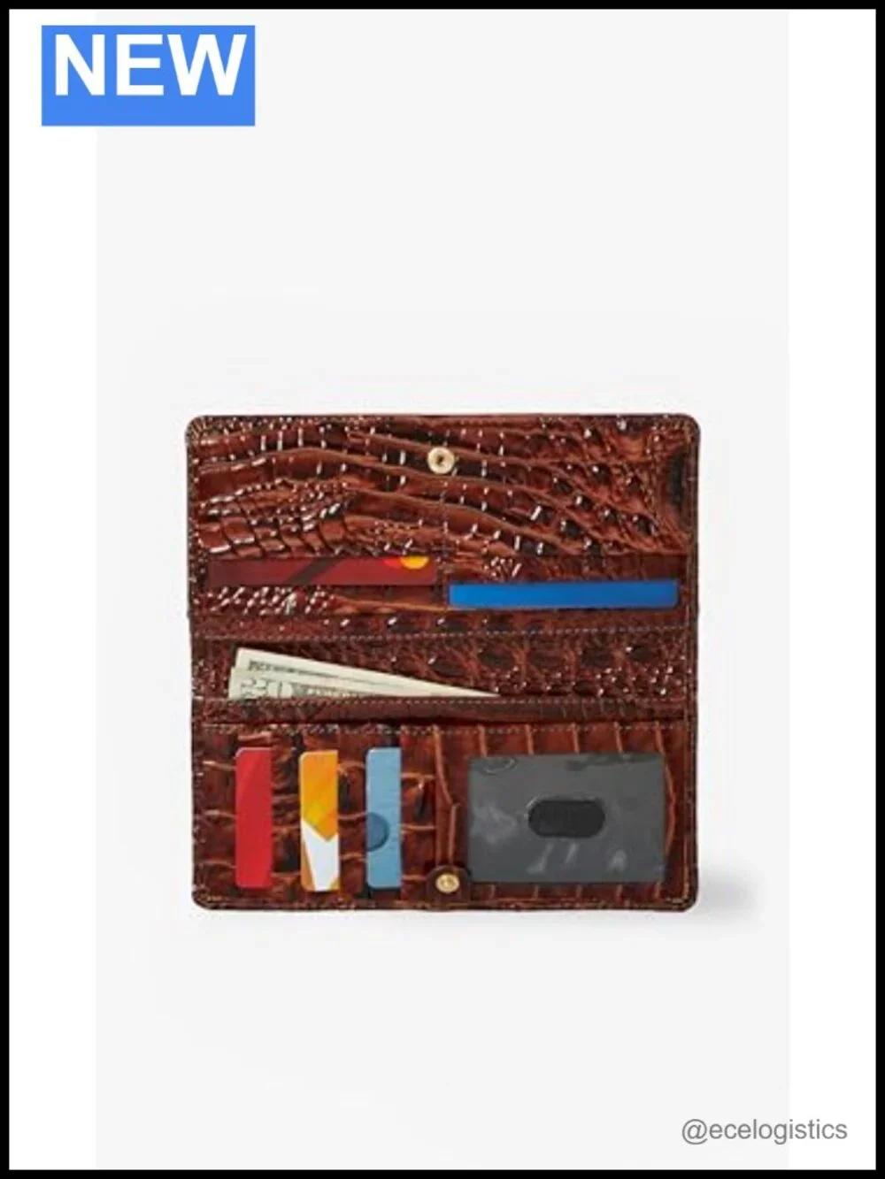 Genuine Leather Bi-Fold Wallet with 13 Card Slots and Zip Pocket